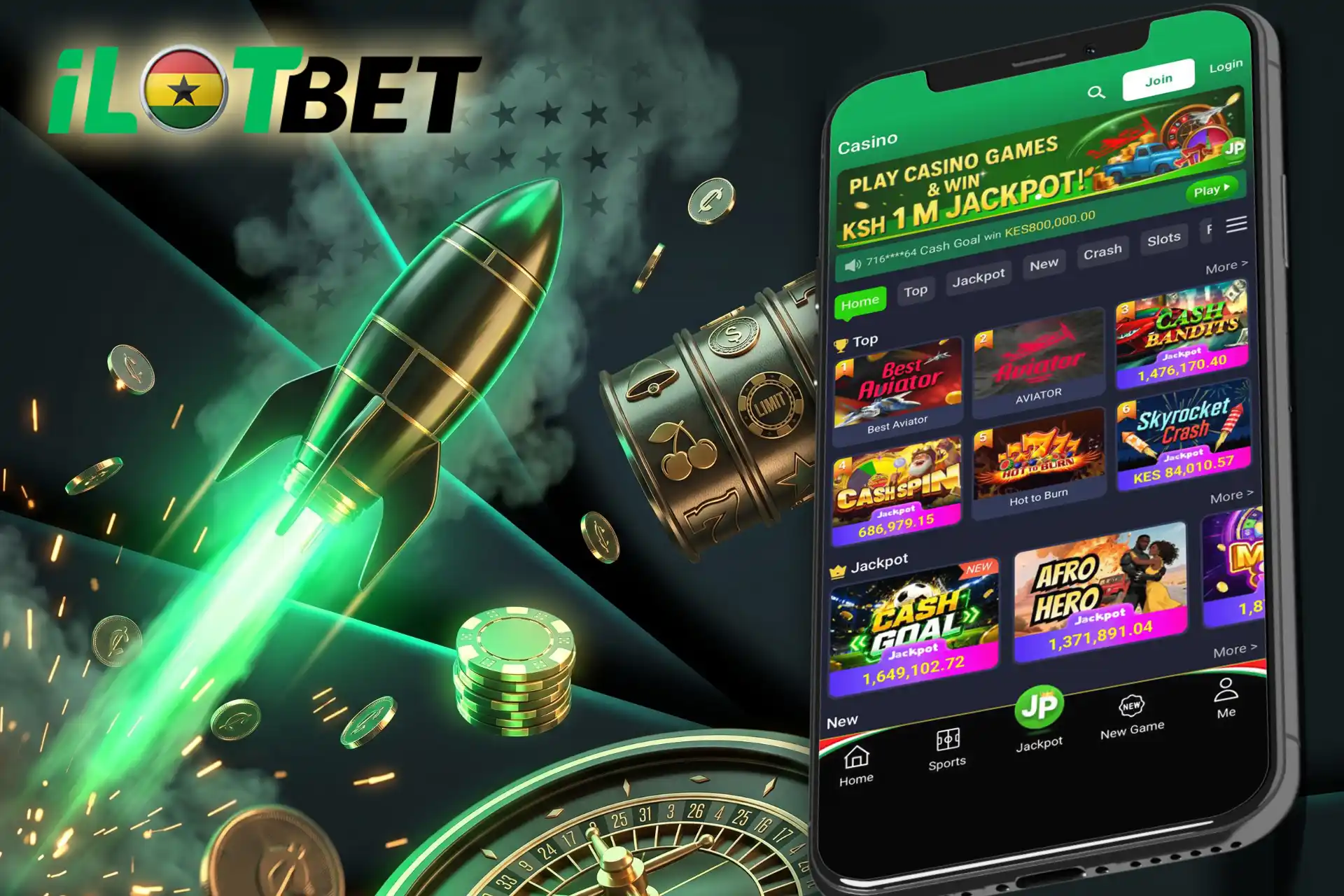 Online casino with slots, crash games and jackpot titles for Ghanaian players.