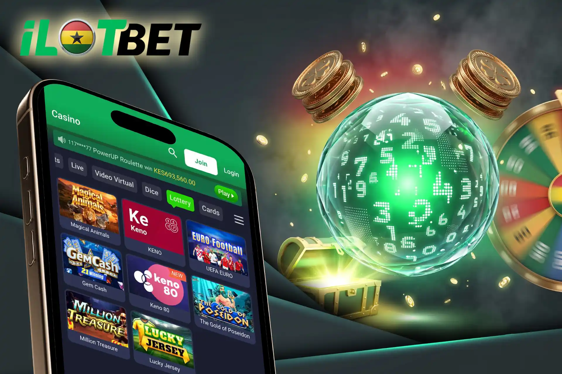 iLOTBET lottery with number draws, instant games and large jackpots.